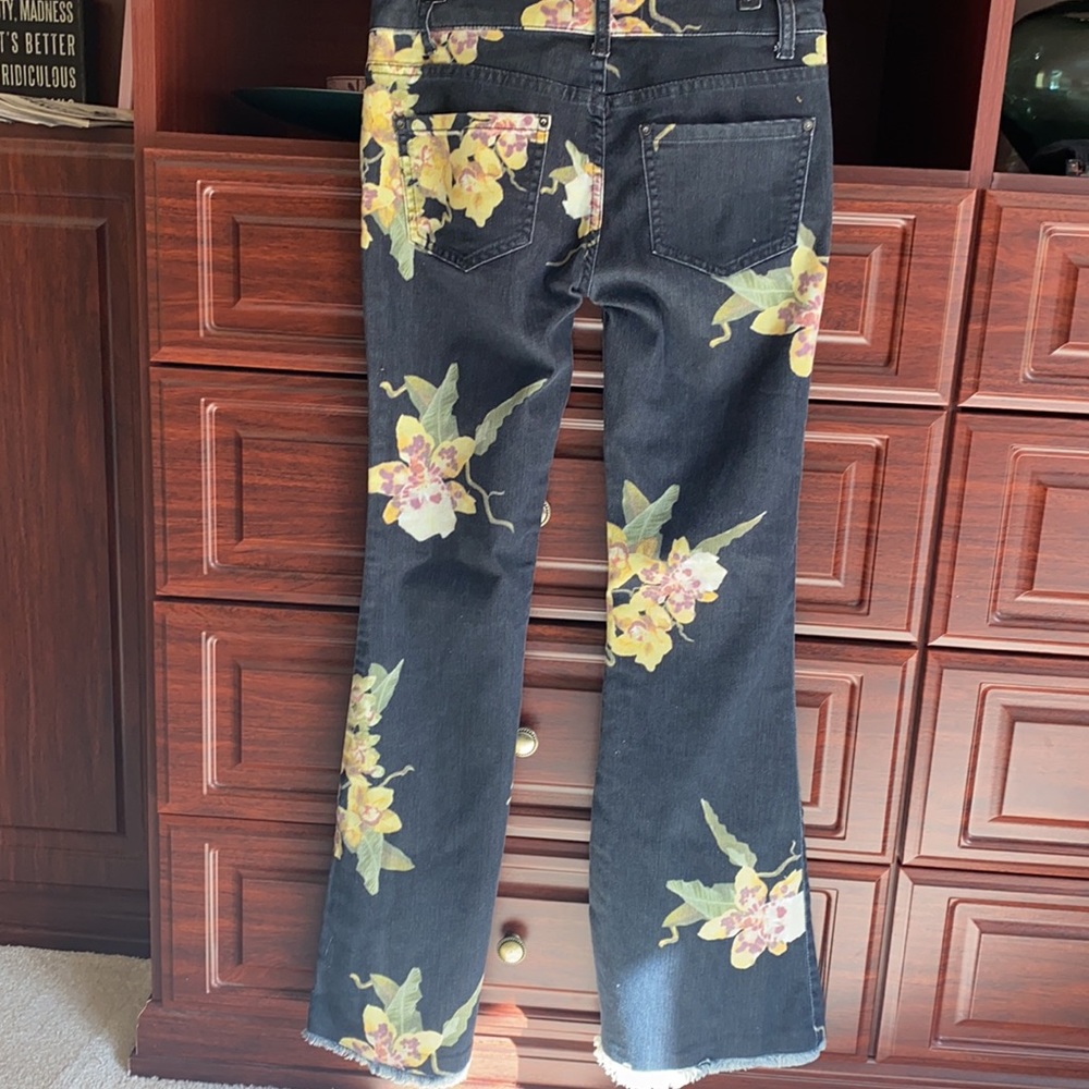 Free People Black Floral Embroidered Flare Jeans - Picture 5 of 10